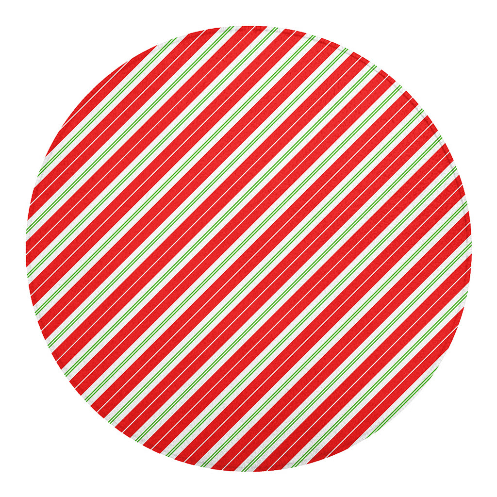 Christmas Candy Cane Stripes Print Round Blanket
