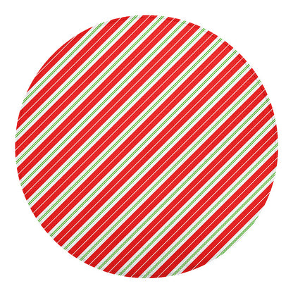 Christmas Candy Cane Stripes Print Round Blanket