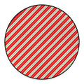Christmas Candy Cane Stripes Print Round Floor Mat