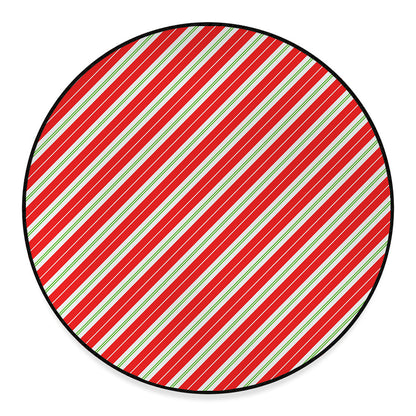 Christmas Candy Cane Stripes Print Round Floor Mat