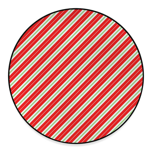 Christmas Candy Cane Stripes Print Round Floor Mat