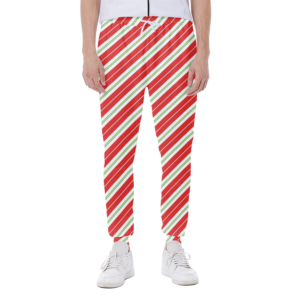 Christmas Candy Cane Stripes Print Scuba Joggers