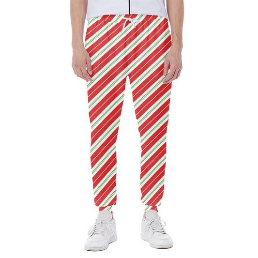 Christmas Candy Cane Stripes Print Scuba Joggers
