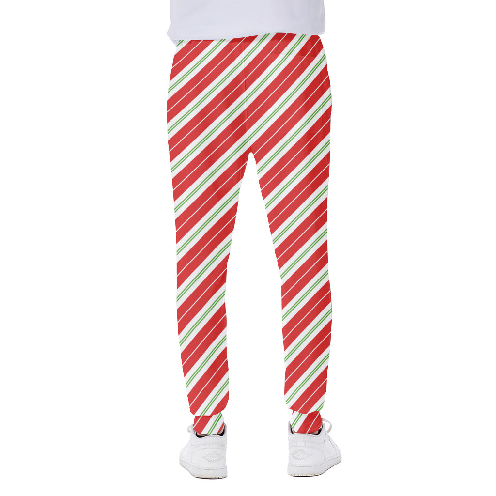 Christmas Candy Cane Stripes Print Scuba Joggers