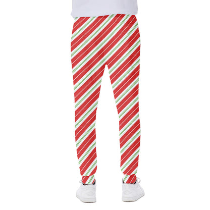 Christmas Candy Cane Stripes Print Scuba Joggers