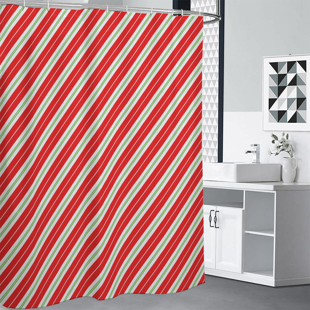 Christmas Candy Cane Stripes Print Shower Curtain