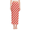 Christmas Candy Cane Stripes Print Side Slit Maxi Skirt