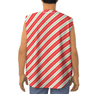 Christmas Candy Cane Stripes Print Sleeveless Baseball Jersey