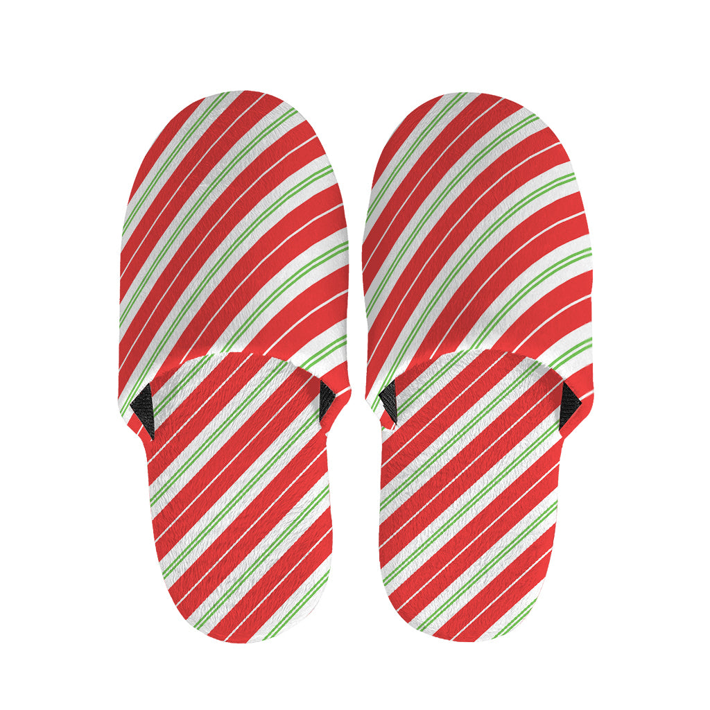 Christmas Candy Cane Stripes Print Slippers