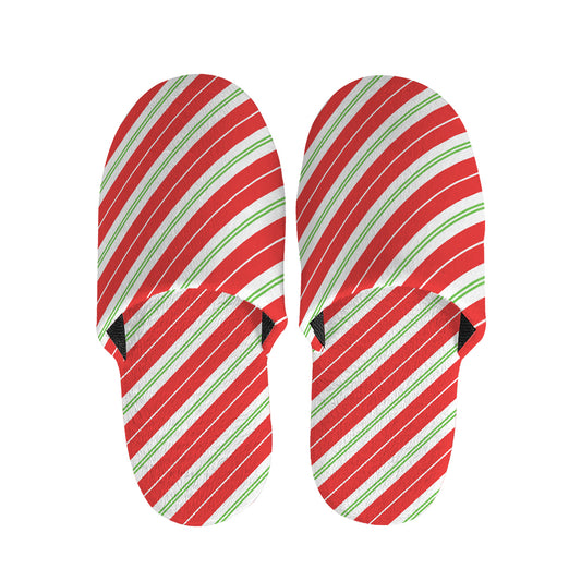 Christmas Candy Cane Stripes Print Slippers
