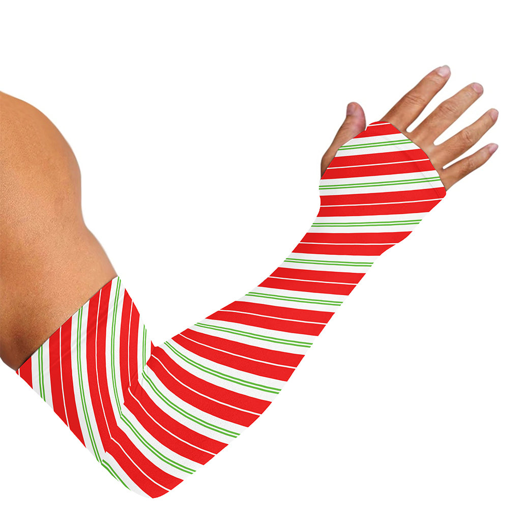 Christmas Candy Cane Stripes Print Sun Protection Arm Sleeves