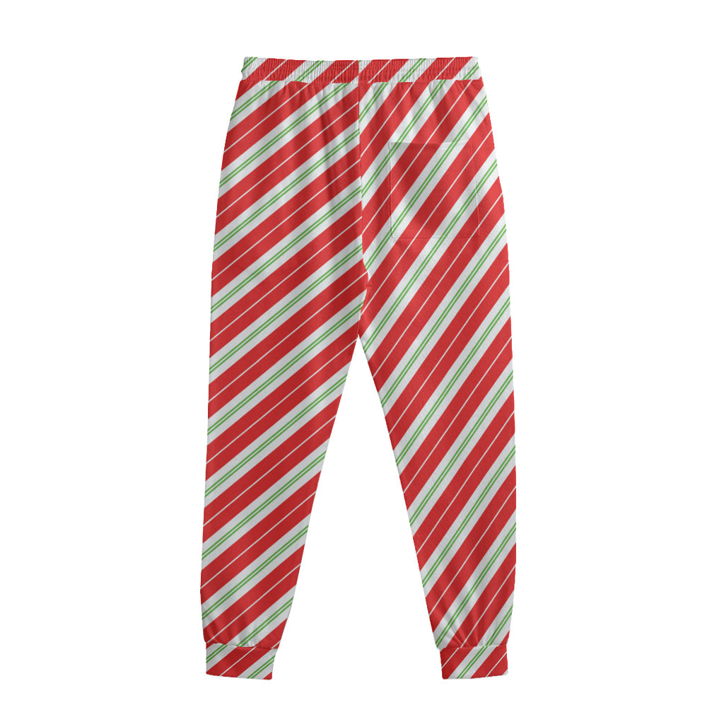 Christmas Candy Cane Stripes Print Sweatpants