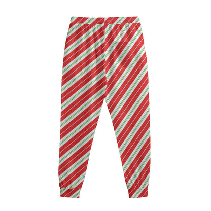 Christmas Candy Cane Stripes Print Sweatpants