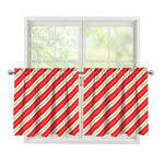 Christmas Candy Cane Stripes Print Tier Curtains
