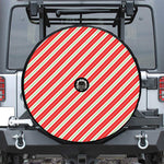 Christmas Candy Cane Stripes Print Tire Cover With Camera Hole