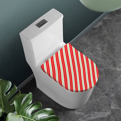 Christmas Candy Cane Stripes Print Toilet Lid Cover