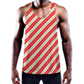 Christmas Candy Cane Stripes Print Men's Workout Tank Top