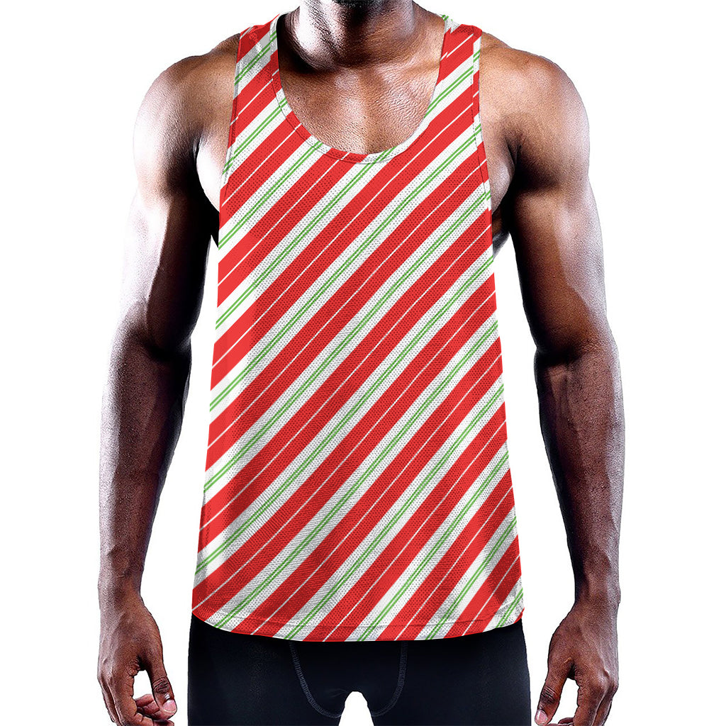 Christmas Candy Cane Stripes Print Training Tank Top