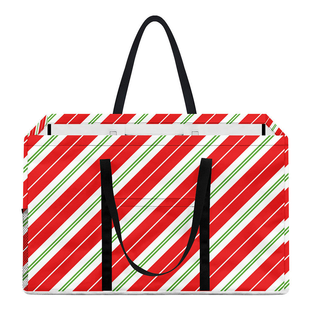 Christmas Candy Cane Stripes Print Utility Tote Bag