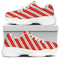 Christmas Candy Cane Stripes Print White Chunky Shoes
