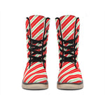 Christmas Candy Cane Stripes Print Winter Boots