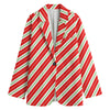 Christmas Candy Cane Stripes Print Women's Blazer