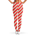 Christmas Candy Cane Stripes Print Women's Leggings