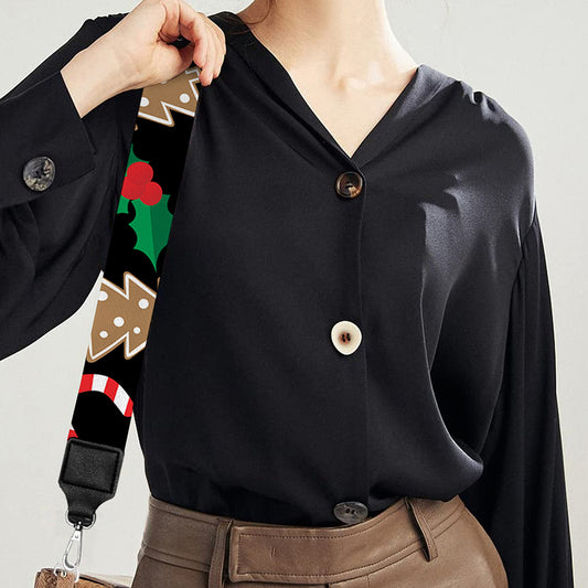 Christmas Cookie And Candy Pattern Print Bag Strap