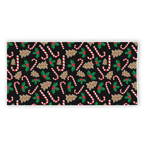 Christmas Cookie And Candy Pattern Print Beach Towel