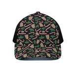 Christmas Cookie And Candy Pattern Print Black Mesh Trucker Cap