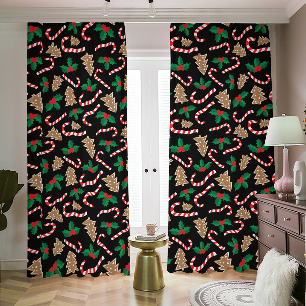 Christmas Cookie And Candy Pattern Print Blackout Pencil Pleat Curtains