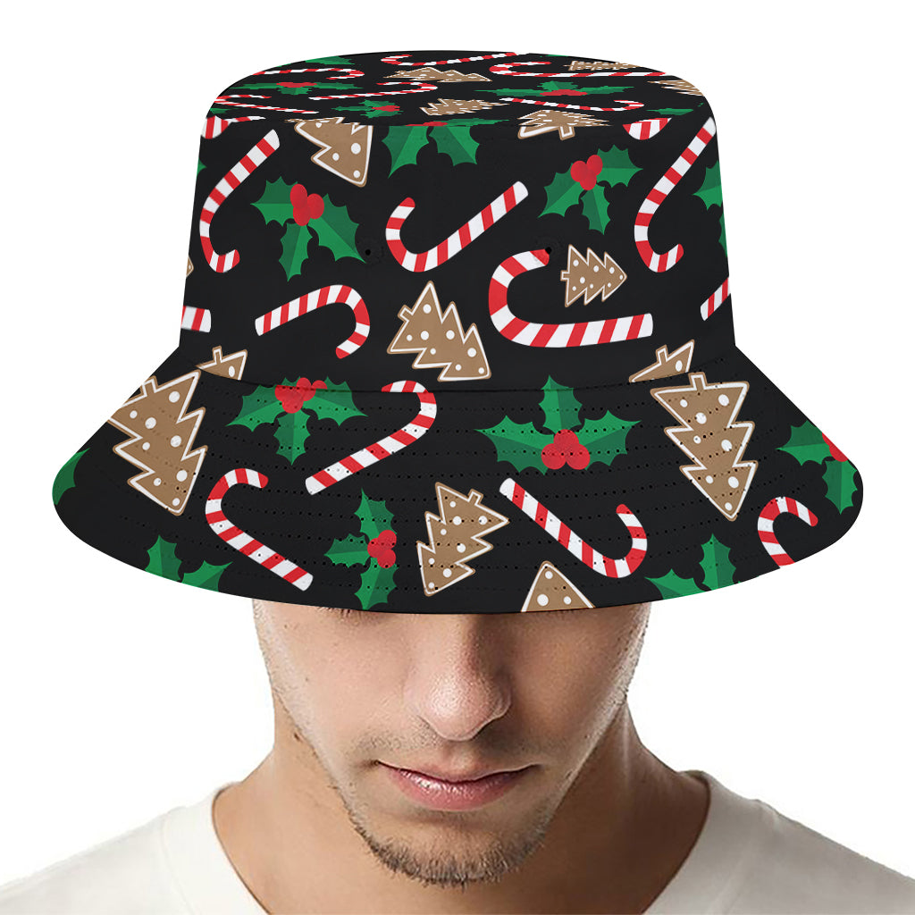 Christmas Cookie And Candy Pattern Print Bucket Hat