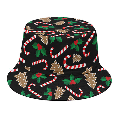 Christmas Cookie And Candy Pattern Print Bucket Hat