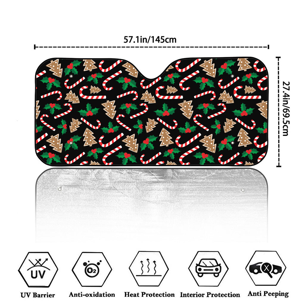 Christmas Cookie And Candy Pattern Print Car Windshield Sun Shade