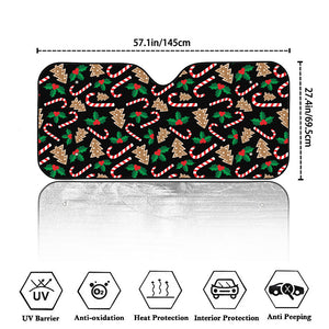 Christmas Cookie And Candy Pattern Print Car Windshield Sun Shade