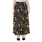 Christmas Cookie And Candy Pattern Print Chiffon Maxi Skirt