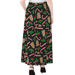 Christmas Cookie And Candy Pattern Print Chiffon Maxi Skirt