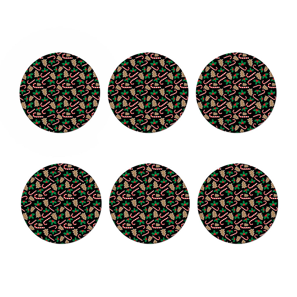 Christmas Cookie And Candy Pattern Print Coaster Set