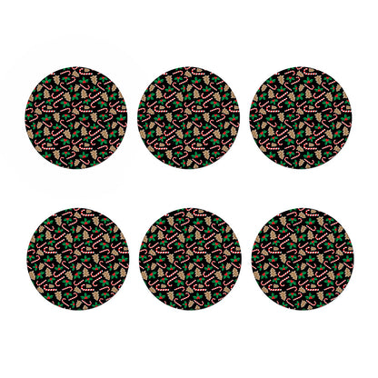 Christmas Cookie And Candy Pattern Print Coaster Set