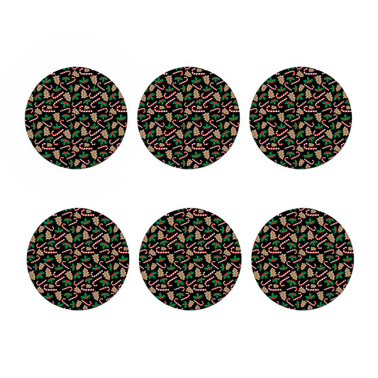 Christmas Cookie And Candy Pattern Print Coaster Set