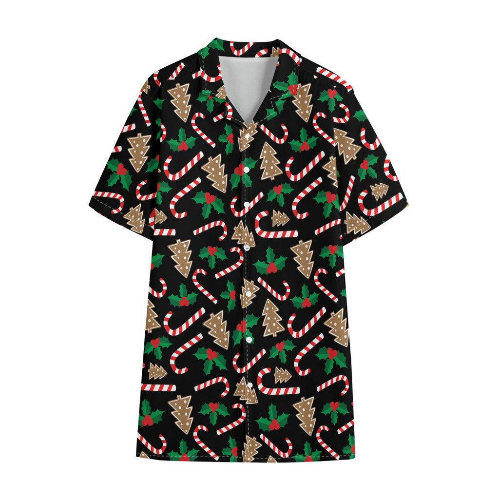 Christmas Cookie And Candy Pattern Print Cotton Hawaiian Shirt