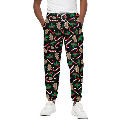 Christmas Cookie And Candy Pattern Print Cotton Pants