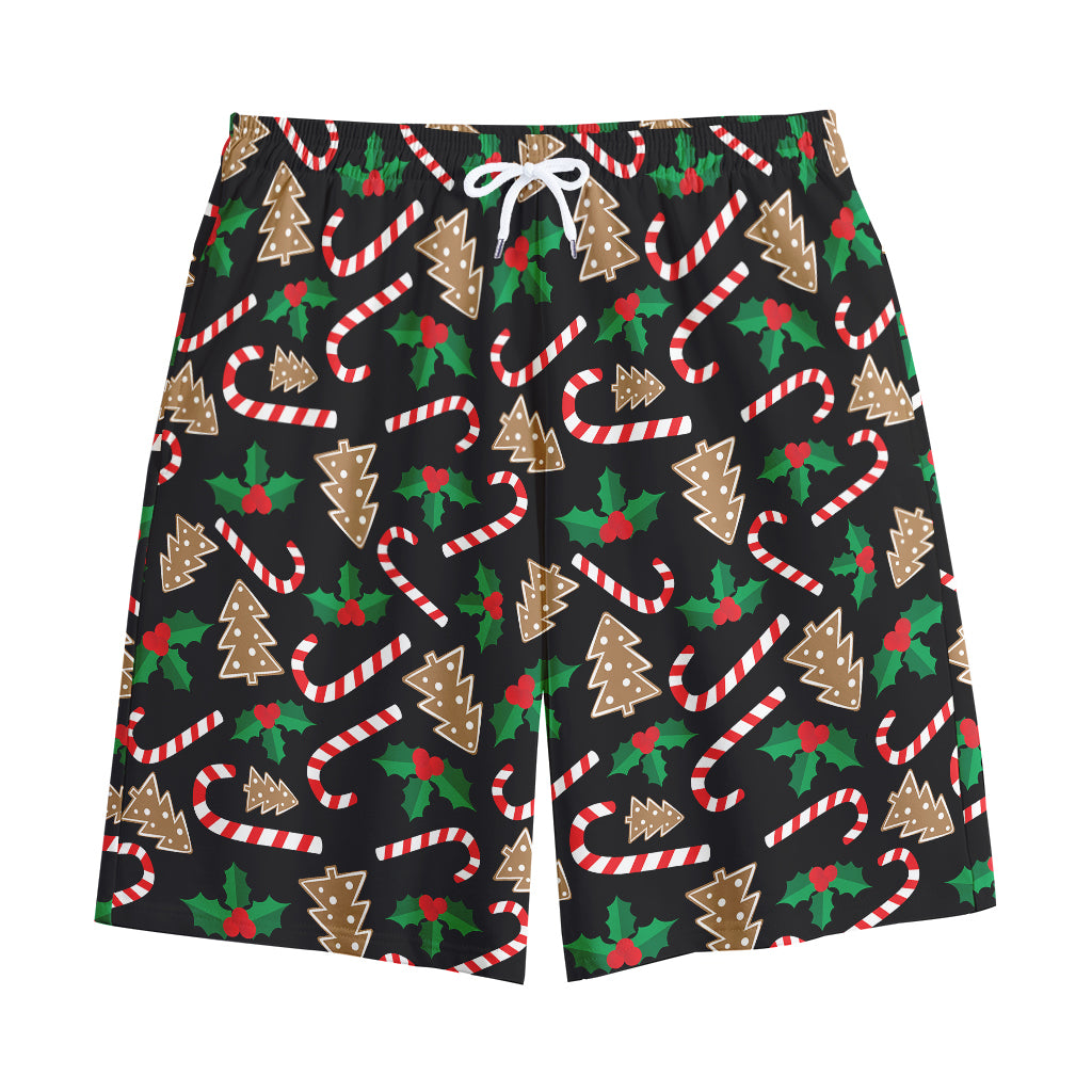 Christmas Cookie And Candy Pattern Print Cotton Shorts