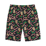 Christmas Cookie And Candy Pattern Print Cotton Shorts