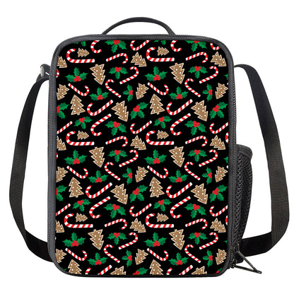 Christmas Cookie And Candy Pattern Print Crossbody Lunch Bag