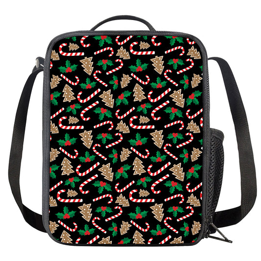 Christmas Cookie And Candy Pattern Print Crossbody Lunch Bag