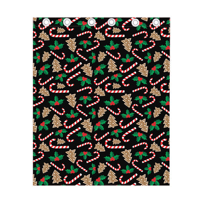 Christmas Cookie And Candy Pattern Print Curtain