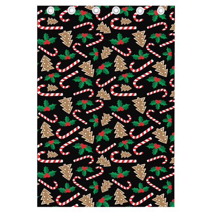 Christmas Cookie And Candy Pattern Print Curtain