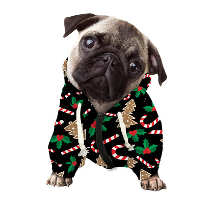 Christmas Cookie And Candy Pattern Print Dog Zip Up Hoodie