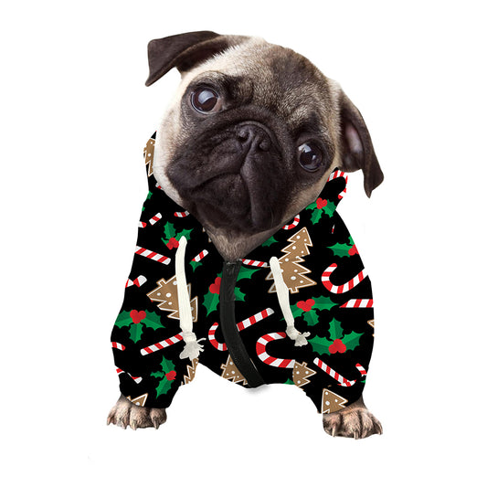 Christmas Cookie And Candy Pattern Print Dog Zip Up Hoodie